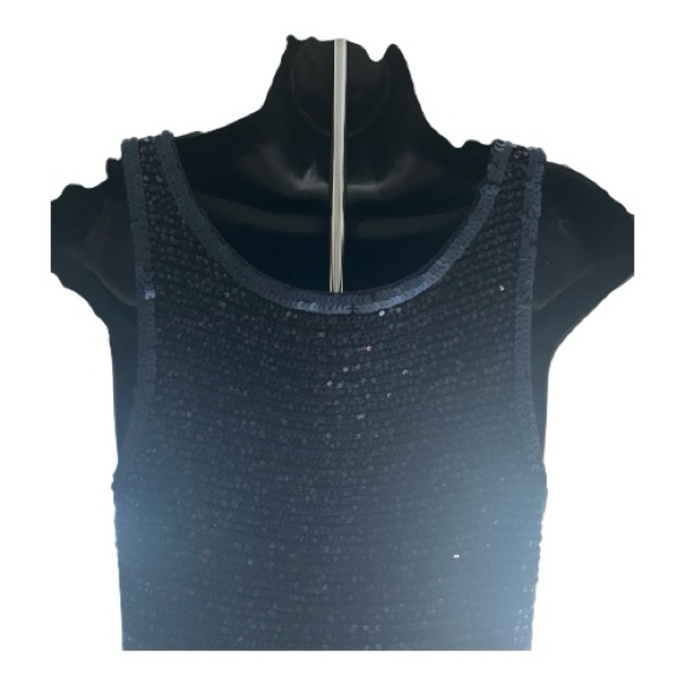 Black Sequin Sleeveless Dress/Holiday Party/Coctail Glam - Picture 4 of 8